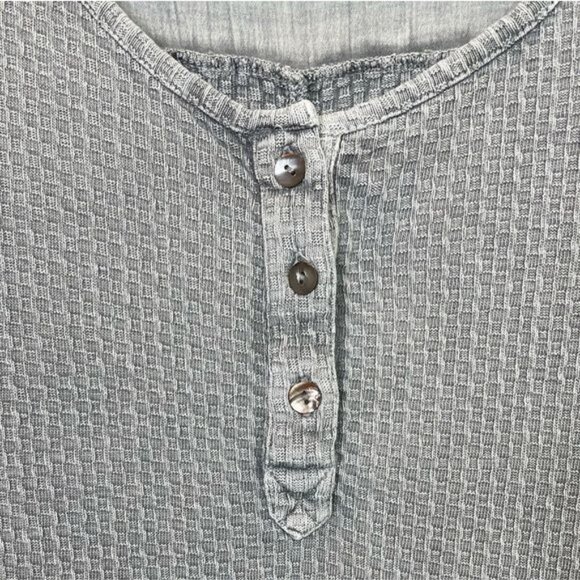 Soft Surroundings XS Gray Waffle Knit Tunic Embroidered Cuffs Button Placket - Picture 4 of 9